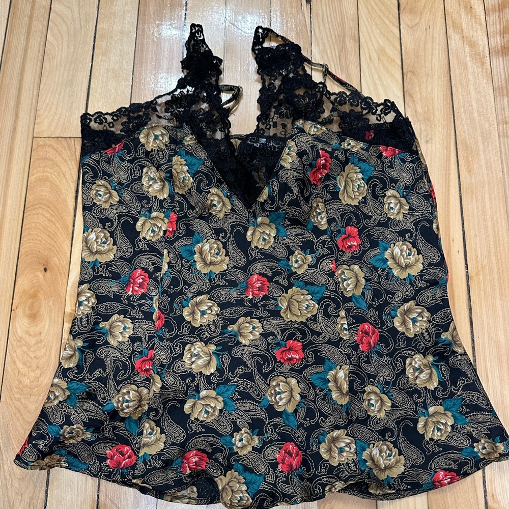 Floral Lace Trim Cami Top